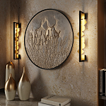 Бра вертикальное черного цвета с золотыми кругами и квадратами Gravyura варинант исполнения - 6 | Loft Concept в Твери