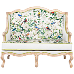 Диван двухместный из натурального бука золотистый с изображением птиц и цветов Blooming Birds варинант исполнения - 1 | Loft Concept в Твери