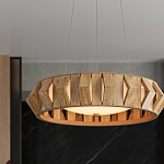 Люстра круглая из толстых деревянных реек Wooden Slats варинант исполнения - 5 | Loft Concept в Твери