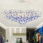 Люстра овальная с синими стеклянными подвесками в форме капель FAIRYTREE Light варинант исполнения - 4 | Loft Concept в Твери