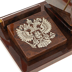 Настольный письменный набор с часами в виде пирамиды из природного камня обсидиана Pyramid of Time варинант исполнения - 3 | Loft Concept в Твери