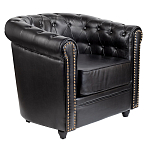 Кресло кожаное с мягкими подлокотниками на 4-х деревянных ножках Logan Leather Armchair black варинант исполнения - 1 | Loft Concept в Твери