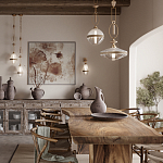 Подвесной светильник с прямоугольными и овальными элементами и акцентом из натурального камня Tectona  варинант исполнения - 7 | Loft Concept в Твери