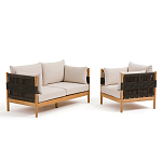 Садовый диван из тикового дерева и веревок Оreon варинант исполнения - 6 | Loft Concept в Твери