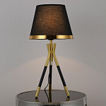 Настольная лампа с коричневым тканевым абажуром Black Tripod варинант исполнения - 1 | Loft Concept в Твери