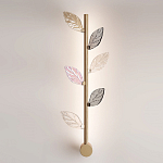 Бра с золотистой вертикальной трубкой и декоративными прозрачными листьями из стекла Sylva  варинант исполнения - 2 | Loft Concept в Твери