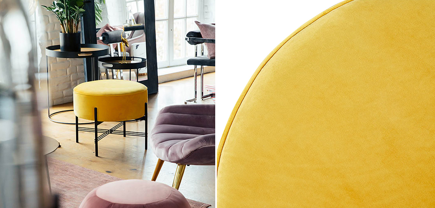 Пуф желтый велюровый Sanjay Velour Pouf Yellow - Loft-Concept в Твери