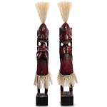 Комплект из 2-х деревянных статуэток Asmat Straw Headdress Statuettes Red варинант исполнения - 5 | Loft Concept в Твери