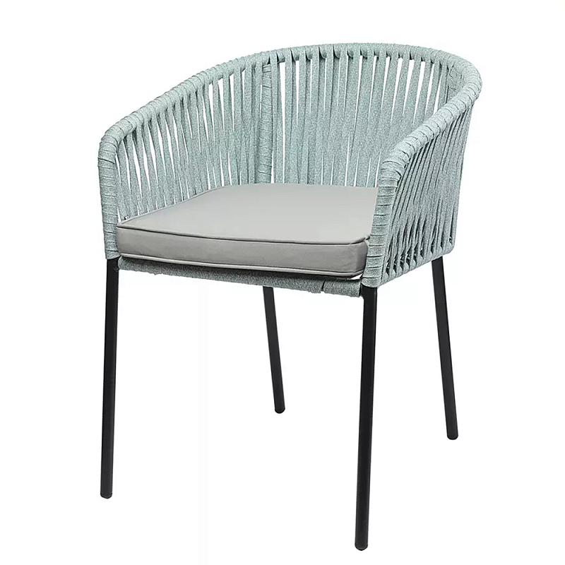 Стул с декором в виде плетеных лент на спинке и подлокотниках Semicircular Chair Decorated with Ribbons Бежевый Голубой Стул с декором в виде плетеных лент на спинке и подлокотниках Semicircular Chair Decorated with Ribbons Бежевый Голубой в Твери | Loft Concept