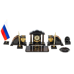 Настольный письменный набор с часами из природного камня обсидиана National Еmblem варинант исполнения - 1 | Loft Concept в Твери