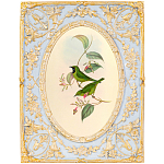Декоративный постер с изображением птиц в раме с рельефным растительным узором Blooming Birds Poster варинант исполнения - 9 | Loft Concept в Твери