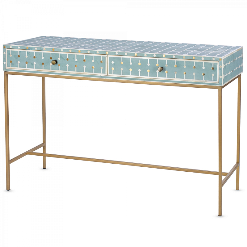 Консоль Sprout Bone Inlay Console 1 DRAWER Голубой пастельный ivory ( слоновая кость ) в Твери | Loft Concept 