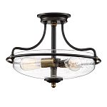 Потолочный светильник со стеклянным плафоном на изогнутых кронштейнах Quoizel  варинант исполнения - 15 | Loft Concept в Твери