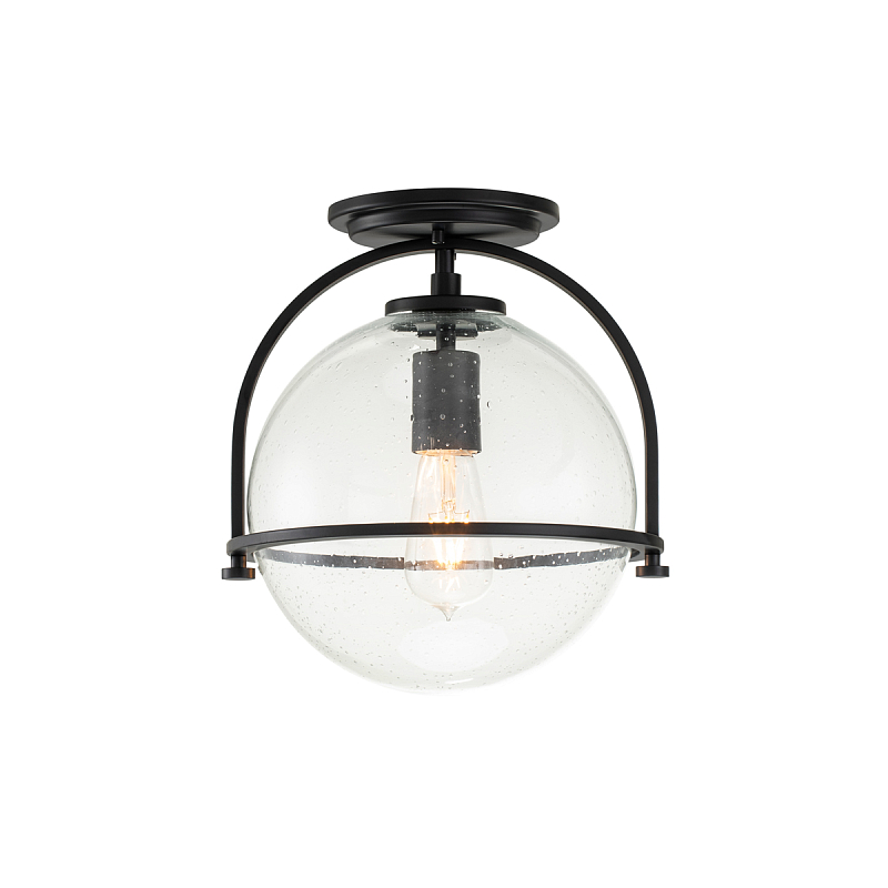 Потолочный светильник с прозрачным стеклянным шаром с эффектом пузырьков Hinkley Латунь Прозрачное Стекло Никель Черный в Твери | Loft Concept 
