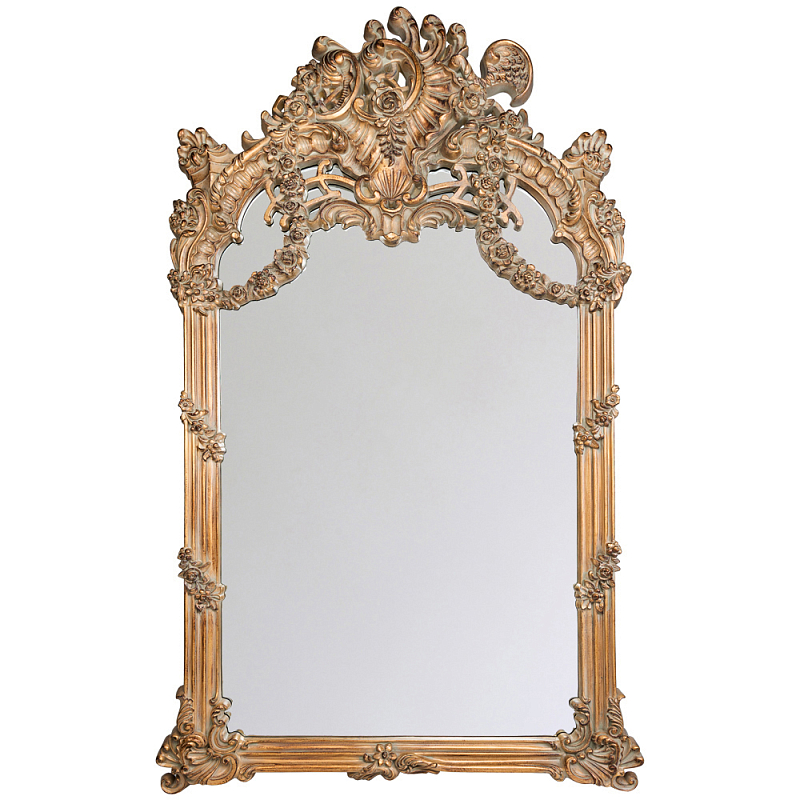 Зеркало настенное в ажурной раме с эффектом старины Classic Ornament Mirror Светло-коричневый Зеркало настенное в ажурной раме с эффектом старины Classic Ornament Mirror Светло-коричневый в Твери | Loft Concept