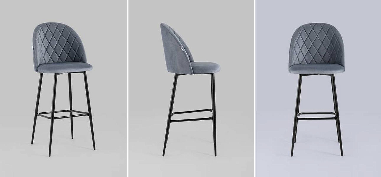 Барный Стул Miruna Rhombus Серый Велюр - Loft-Concept в Твери
