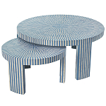 Комплект журнальных столов с инкрустацией Stripes Set of two tables blue варинант исполнения - 1 | Loft Concept в Твери
