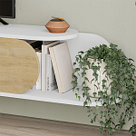 ТВ-тумба подвесная белая с полкой и откидной дверцей цвета древесины TONE TV STAND WHITE варинант исполнения - 4 | Loft Concept в Твери