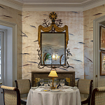 Обои ручная роспись Fishes Blue Pearl on Tarnished Silver gilded silk with pearlescent antiquing варинант исполнения - 6 | Loft Concept в Твери