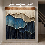 Текстильный Арт-объект на стену ручной работы из веревок Blue Mountains варинант исполнения - 2 | Loft Concept в Твери