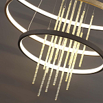 Люстра подвесная с 3-мя круглыми подвесами в черном и золотистом цвете и вертикальными подвесками Ring Horizontal варинант исполнения - 3 | Loft Concept в Твери