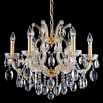 Люстра подвесная с 6-ю лампочками и прозрачными хрустальными подвесками на основании золотого цвета Crystal lamps варинант исполнения - 1 | Loft Concept в Твери