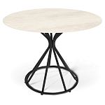 Стол обеденный с круглой керамической столешницей песчаного цвета Sand Ceramics варинант исполнения - 1 | Loft Concept в Твери