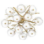 Потолочная люстра круглая ветвистыми бронзовыми элементами и стеклянными рифлеными дисками Textured Glass Chandelier варинант исполнения - 1 | Loft Concept в Твери