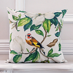 Декоративная подушка бежевая с изображением птица в саду Blooming Birds варинант исполнения - 2 | Loft Concept в Твери