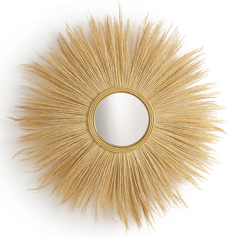 Зеркало с бахромой из растительных волокон WICKER MIRROR 120 Бежевый в Твери | Loft Concept 