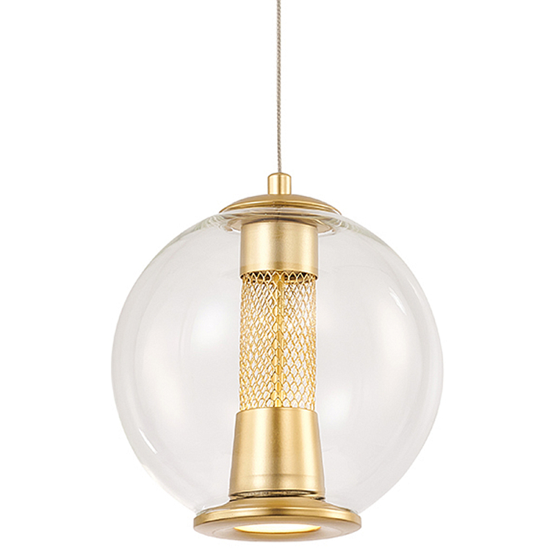 Подвесной светильник с плафоном в форме шара Inner Gleam Orb gold Прозрачное Стекло Золотой Подвесной светильник с плафоном в форме шара Inner Gleam Orb gold Прозрачное Стекло Золотой в Твери | Loft Concept