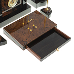 Настольный письменный набор с часами из природного камня обсидиана Royal Stone варинант исполнения - 4 | Loft Concept в Твери