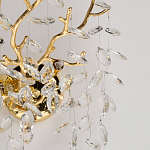 Бра золотого цвета с декоративными ветвями и прозрачными подвесками в форме листьев Droplet Chandelier варинант исполнения - 6 | Loft Concept в Твери