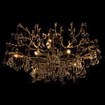 Потолочная люстра в виде ветвей деревьев золотого цвета с прозрачными подвесками-каплями Droplet Chandelier варинант исполнения - 4 | Loft Concept в Твери