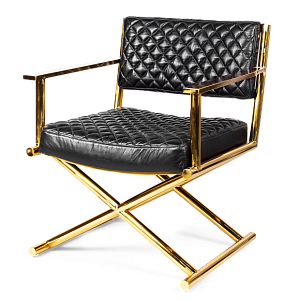 Кресло кожаное Director gold and black