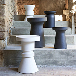 Приставной стол из искусственного камня Chess White варинант исполнения - 3 | Loft Concept в Твери