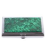 Визитница карманная металлическая с накладкой из натурального камня Малахит Stone Business Card Holders  варинант исполнения - 1 | Loft Concept в Твери