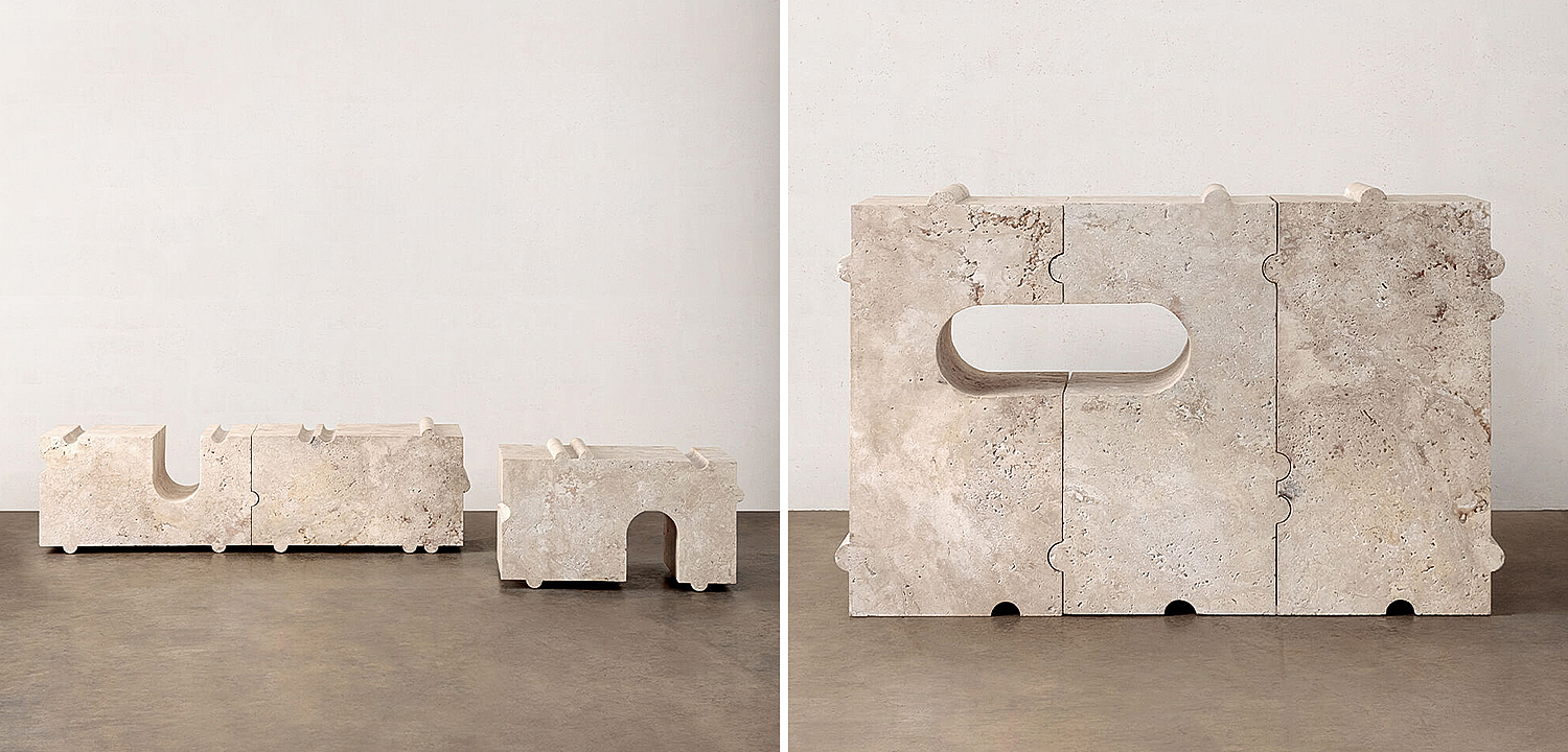 Модульная каменная скамья Hume Modular Stone Bench дизайн Kelly Wearstler Модульная каменная скамья Hume Modular Stone Bench дизайн Kelly Wearstler - Loft-Concept в Твери