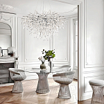 Люстра подвесная с прозрачными стеклянными подвесками в форме капель Диаметр 80 см Droplet Chandelier варинант исполнения - 11 | Loft Concept в Твери