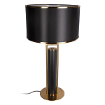 Настольная лампа с чёрным тканевым абажуром и металлическим корпусом золотого цвета Golden Arc варинант исполнения - 2 | Loft Concept в Твери