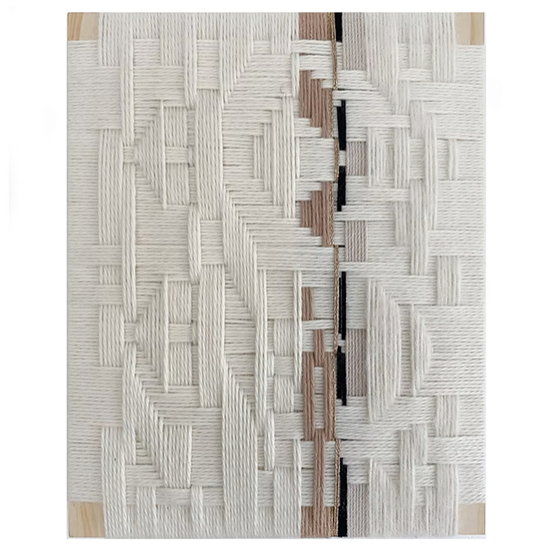 Текстильное панно ручной работы из хлопкового шнура wall panel line beige Коричневый Молочный в Твери | Loft Concept 