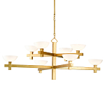 Люстра золотая с 8-ю молочными плафонами в виде чаши Tiers of Clear Lines варинант исполнения - 1 | Loft Concept в Твери