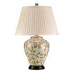 Настольная лампа с фарфоровым основанием бежевого цвета с рисунком и плиссированным абажуром на темной подставке Elstead Lighting варинант исполнения - 6 | Loft Concept в Твери