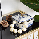 Фарфоровая шкатулка с бронзовой стрекозой Blue and White варинант исполнения - 7 | Loft Concept в Твери