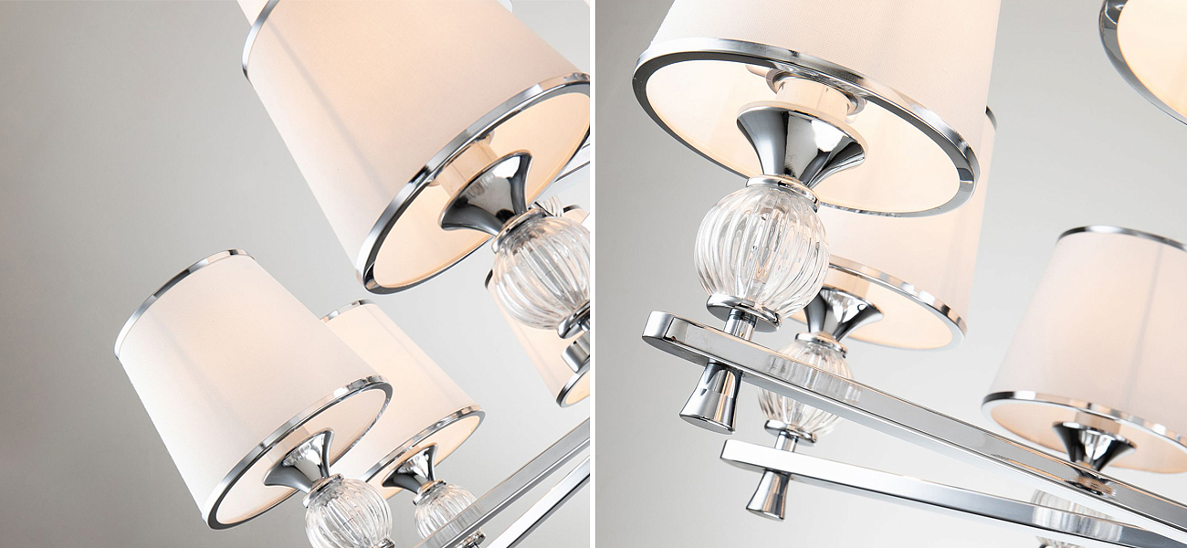 Двухъярусная люстра цвета хром с тканевыми плафонами LUMINAIRE - Loft-Concept в Твери