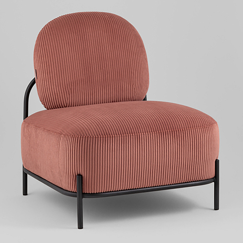 Кресло Стоун велюр рельефный коралловый Коралловый Черный в Твери | Loft Concept 