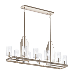 Люстра прямоугольная цвета латунь с прозрачными рифлеными цилиндрическими плафонами Kichler варинант исполнения - 11 | Loft Concept в Твери