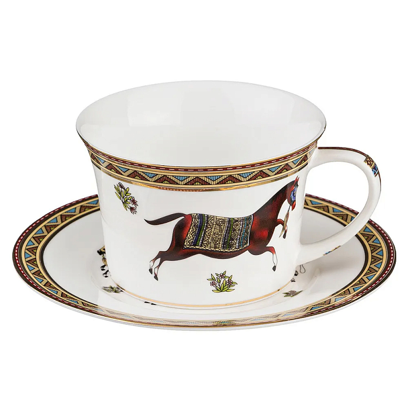 Чайная пара из фарфора с изображением лошади 250 мл Porcelain Horse Set Белый Мульти Чайная пара из фарфора с изображением лошади 250 мл Porcelain Horse Set Белый Мульти в Твери | Loft Concept