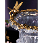 Ваза из прозрачного стекла на бронзовой подставке с ободком и ручками в виде стрекоз Eden Garden варинант исполнения - 5 | Loft Concept в Твери