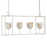 Люстра белая прямоугольная с абажурами в виде цветков тюльпана White Tulips варинант исполнения - 2 | Loft Concept в Твери